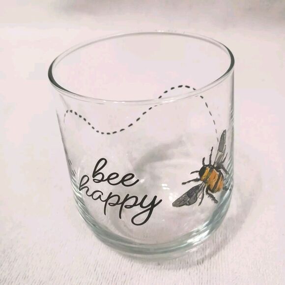 Libbey Royal Norfolk Greenbrier Glass Bumble Bee Happy Stemless Wine Replacement - Picture 3 of 10